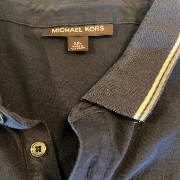 XXL Michael Kors Mens Polo Shirt Blue Short Sleeve Classic Stretch Summer Spring - Picture 2 of 6